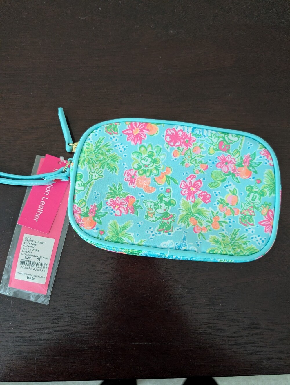 NWT Disney x Lilly Pulitzer Teal Floral Wristlet - Picture 3 of 6
